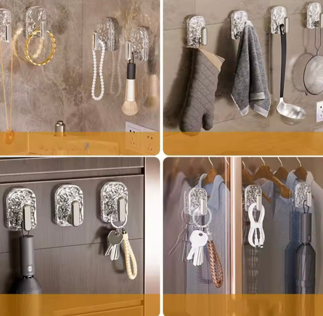 Set Of 6 Multifunctional Transparent Wall Hook, Wall Mounted Self Adhesive Storage Hook, Punch-Free Waterproof Coat Hanger Hook Set Of 6 Multifunctional Transparent Wall Hook, Wall Mounted Self Adhesive Storage Hook, Punch-Free Waterproof Coat Hanger Hook